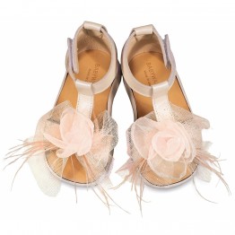 BabyWalker Βαπτιστικά παπούτσια Πέδιλο με λουλούδι Εκρού - Νουντ BS.3588